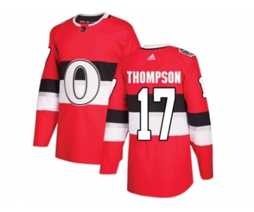 Men Adidas Ottawa Senators #17 Nate Thompson Red Authentic 2017 100 Classic Stitched NHL Jersey