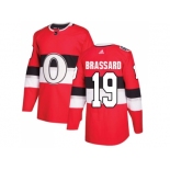 Men Adidas Ottawa Senators #19 Derick Brassard Red Authentic 2017 100 Classic Stitched NHL Jersey