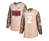 Men Adidas Ottawa Senators #2 Dion Phaneuf Camo Authentic 2017 Veterans Day Stitched NHL Jersey