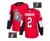 Men Adidas Ottawa Senators #2 Dion Phaneuf Red Home Authentic Fashion Gold Stitched NHL Jersey