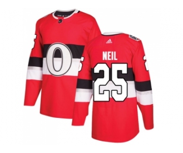 Men Adidas Ottawa Senators #25 Chris Neil Red Authentic 2017 100 Classic Stitched NHL Jersey