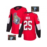 Men Adidas Ottawa Senators #25 Chris Neil Red Home Authentic Fashion Gold Stitched NHL Jersey