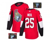 Men Adidas Ottawa Senators #25 Chris Neil Red Home Authentic Fashion Gold Stitched NHL Jersey