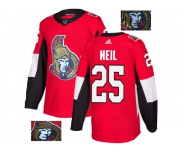 Men Adidas Ottawa Senators #25 Chris Neil Red Home Authentic Fashion Gold Stitched NHL Jersey