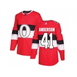 Men Adidas Ottawa Senators #41 Craig Anderson Red Authentic 2017 100 Classic Stitched NHL Jersey