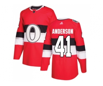 Men Adidas Ottawa Senators #41 Craig Anderson Red Authentic 2017 100 Classic Stitched NHL Jersey