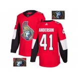 Men Adidas Ottawa Senators #41 Craig Anderson Red Home Authentic Fashion Gold Stitched NHL Jersey