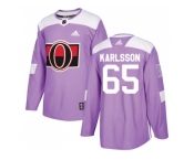 Men Adidas Ottawa Senators #65 Erik Karlsson Purple Authentic Fights Cancer Stitched NHL Jersey