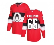 Men Adidas Ottawa Senators #65 Erik Karlsson Red Authentic 2017 100 Classic Stitched NHL Jersey