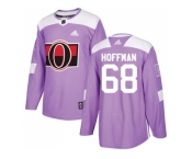 Men Adidas Ottawa Senators #68 Mike Hoffman Purple Authentic Fights Cancer Stitched NHL Jersey