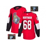 Men Adidas Ottawa Senators #68 Mike Hoffman Red Home Authentic Fashion Gold Stitched NHL Jersey