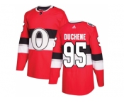 Men Adidas Ottawa Senators #95 Matt Duchene Red Authentic 2017 100 Classic Stitched NHL Jersey