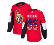 Men Adidas Ottawa Senators #95 Matt Duchene Red Home Authentic USA Flag Stitched NHL Jersey