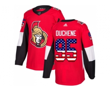 Men Adidas Ottawa Senators #95 Matt Duchene Red Home Authentic USA Flag Stitched NHL Jersey