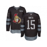 Men's Adidas Ottawa Senators #15 Zack Smith Authentic Black 1917-2017 100th Anniversary NHL Jersey