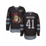 Men's Adidas Ottawa Senators #41 Craig Anderson Authentic Black 1917-2017 100th Anniversary NHL Jersey