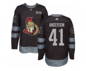 Men's Adidas Ottawa Senators #41 Craig Anderson Authentic Black 1917-2017 100th Anniversary NHL Jersey