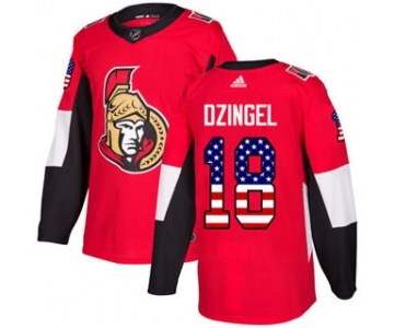 Men's Ottawa Senators #18 Ryan Dzingel Red Home USA Flag Stitched Hockey Jersey