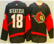 Men's Ottawa Senators #18 Tim Stutzle Black 2022 Reverse Retro Authentic Jersey