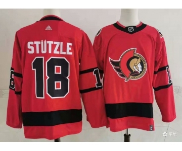 Men's Ottawa Senators #18 Tim Stutzle Red 2021 Reverse Retro Authentic Jersey