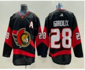 Men's Ottawa Senators #28 Claude Giroux Black 2022 Reverse Retro Authentic Jersey