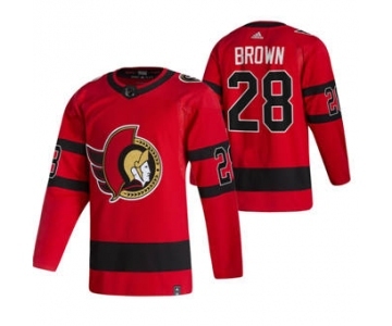 Men's Ottawa Senators #28 Connor Brown Red 2020-21 Reverse Retro Alternate Hockey Jersey