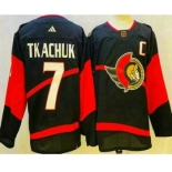 Men's Ottawa Senators #7 Brady Tkachuk Black 2022 Reverse Retro Authentic Jersey