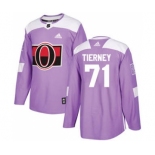 Men's Ottawa Senators #71 Chris Tierney Purple Fights Cancer Stitched Hockey Jersey