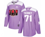 Men's Ottawa Senators #71 Chris Tierney Purple Fights Cancer Stitched Hockey Jersey