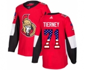 Men's Ottawa Senators #71 Chris Tierney Red Home USA Flag Stitched Hockey Jersey