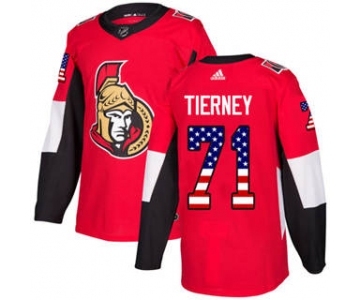 Men's Ottawa Senators #71 Chris Tierney Red Home USA Flag Stitched Hockey Jersey