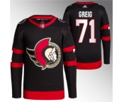 Men's Ottawa Senators #71 Ridly Greig Black Premier Breakaway Stitched Jersey