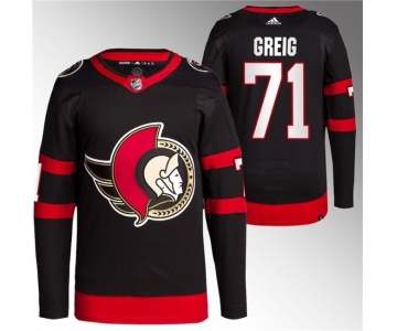 Men's Ottawa Senators #71 Ridly Greig Black Premier Breakaway Stitched Jersey