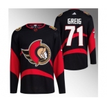 Men's Ottawa Senators #71 Ridly Greig Black Reverse Retro Stitched Jersey