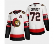 Men's Ottawa Senators #72 Thomas Chabot 2020-21 Authentic Player Away Stitched Hockey Jersey White