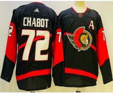 Men's Ottawa Senators #72 Thomas Chabot Black 2022 Reverse Retro Authentic Jersey