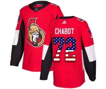 Men's Ottawa Senators #72 Thomas Chabot Red Home USA Flag Stitched Hockey Jersey