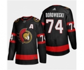 Men's Ottawa Senators #74 Mark Borowiecki 2020-21 Authentic Player Home Stitched Hockey Jersey Black