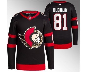 Men's Ottawa Senators #81 Dominik Kubalik Black Premier Breakaway Stitched Jersey