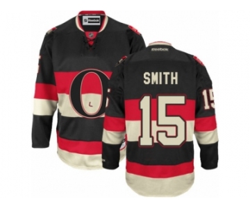 Men's Reebok Ottawa Senators #15 Zack Smith Authentic Black New Third NHL Jersey