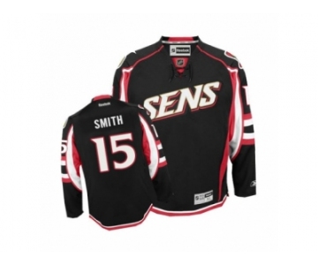 Men's Reebok Ottawa Senators #15 Zack Smith Authentic Black Third NHL Jersey