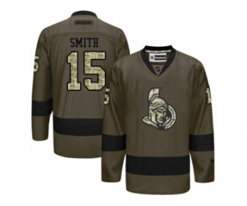 Men's Reebok Ottawa Senators #15 Zack Smith Authentic Green Salute to Service NHL Jersey