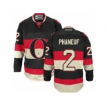 Men's Reebok Ottawa Senators #2 Dion Phaneuf Authentic Black New Third NHL Jersey