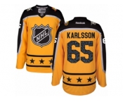 Men's Reebok Ottawa Senators #65 Erik Karlsson Authentic Yellow Atlantic Division 2017 All-Star NHL Jersey