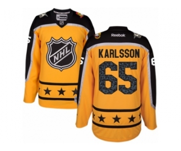 Men's Reebok Ottawa Senators #65 Erik Karlsson Authentic Yellow Atlantic Division 2017 All-Star NHL Jersey