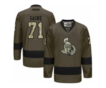 Men's Reebok Ottawa Senators #71 Gabriel Gagne Authentic Green Salute to Service NHL Jersey