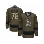 Men's Reebok Ottawa Senators #78 Filip Chlapik Authentic Green Salute to Service NHL Jersey