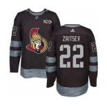 Men's Senators #22 Nikita Zaitsev Black 1917-2017 100th Anniversary Stitched Hockey Jersey