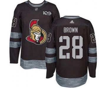 Men's Senators #28 Connor Brown Black 1917-2017 100th Anniversary Stitched Hockey Jersey