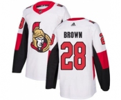 Men's Senators #28 Connor Brown White Road Authentic Stitched Hockey Jersey